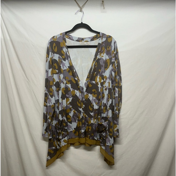 LOGO Lori Goldstein‎ Cardigan Printed Button-Front Knit - Picture 5 of 9
